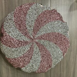 Pink and Silver Swirl Decorative Pillow